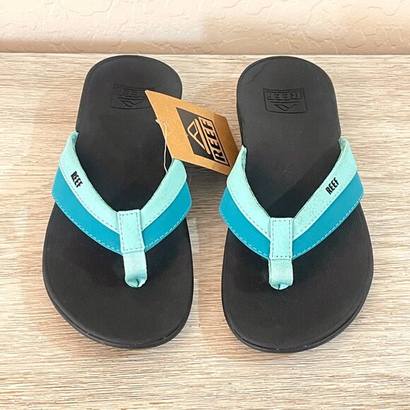 New Reef Sandals 6 Ortho Bounce Aqua Turquoise Blue Thong Flip Flops NWT - Picture 3 of 12